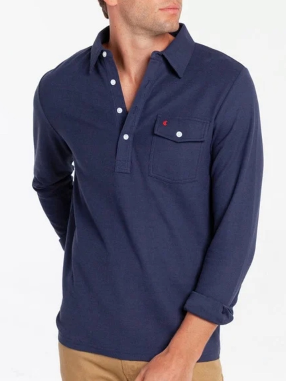 Criquet Men’s Long Sleeve Players Shirt in Navy SZ L NWOT